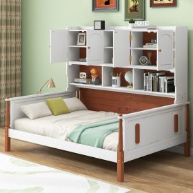 Elegant Twin Platform Bed with Versatile Storage - Chic White & Walnut Finish