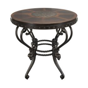 Formal Traditional End Table 1pc Round Decorative Top Curved Metal Base Living Room Furniture Side Table Dark Cherry Finish