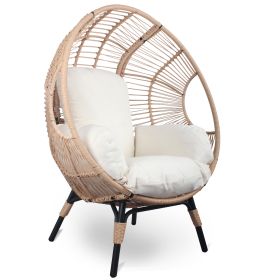 Wicker Egg Chair Model 2 with Natural Color Rattan Beige Cushion