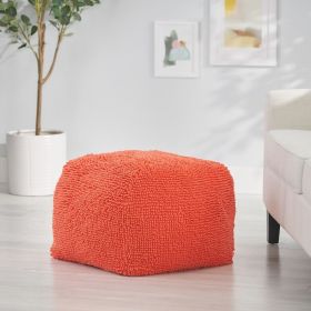 Spongy Microfiber Square Pouf, Coral