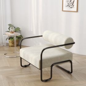 Living room iron sofa chair, lazy individual chair, balcony leisure chair (Color: Beige)