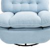 360Â° Swivel Recliner Adjustable Chair Chenille Glider Swivel Reclining Sofa Chair with Black Metal Round Base - Blue