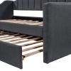 STYLISH BLACK UPHOLSTERED TWIN DAYBED WITH TRUNDLE | SPACE-SAVING SLEEPER