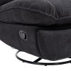 360Â° Swivel Recliner Adjustable Chair Chenille Glider Swivel Reclining Sofa Chair with Black Metal Round Base - Black