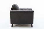 Stanton Dark Gray Linen Chair with Tufted Arms