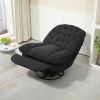 360Â° Swivel Recliner Adjustable Chair Chenille Glider Swivel Reclining Sofa Chair with Black Metal Round Base - Black