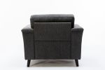 Stanton Dark Gray Linen Chair with Tufted Arms