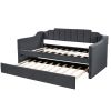 STYLISH BLACK UPHOLSTERED TWIN DAYBED WITH TRUNDLE | SPACE-SAVING SLEEPER