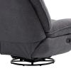 360Â° Swivel Recliner Adjustable Chair Chenille Glider Swivel Reclining Sofa Chair with Black Metal Round Base - Gray