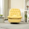 360Â° Swivel Recliner Adjustable Chair Chenille Glider Swivel Reclining Sofa Chair with Black Metal Round Base - Yellow