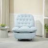 360Â° Swivel Recliner Adjustable Chair Chenille Glider Swivel Reclining Sofa Chair with Black Metal Round Base - Blue