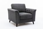 Stanton Dark Gray Linen Chair with Tufted Arms