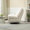 360Â° Swivel Recliner Adjustable Chair Chenille Glider Swivel Reclining Sofa Chair with Black Metal Round Base - Beige