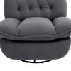 360Â° Swivel Recliner Adjustable Chair Chenille Glider Swivel Reclining Sofa Chair with Black Metal Round Base - Gray