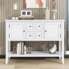 Cambridge Series Elegant Vintage Console Table | Ample Storage with 4 Drawers & Bottom Shelf – Perfect for Living Rooms, Entrances & Kitchens -White