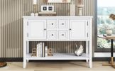 Cambridge Series Elegant Vintage Console Table | Ample Storage with 4 Drawers & Bottom Shelf – Perfect for Living Rooms, Entrances & Kitchens -White