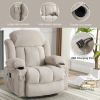 Ultimate Beige Swing Recliner Sofa with Heated Massage, USB Ports & Cup Holders – Cozy Relaxation Redefined