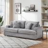 79" GRAY CORDUROY SOFA – STYLISH 3-SEATER COUCH WITH 4 PLUSH PILLOWS | MODERN LIVING ROOM COMFORT