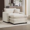 Comfortable Single Chair Deep Seat Sofa With Footstool With One Pillow