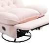 PINK 360° SWIVEL RECLINER | CHENILLE GLIDER CHAIR W/ BLACK METAL BASE