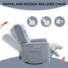 Blue Swivel and Rocker Power Recliner Chair with Lumbar and Neck Support Pillow, Heavy Duty Motion Mechanism with USB and Type-C Ports