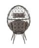 Lounge Chair, Light Gray Fabric & Black Wicker