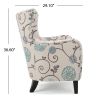 STUNNING VINTAGE FLORAL CLUB CHAIR - ELEGANT WHITE & BLUE - CLASSIC STYLE & COMFORT