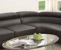 LUXURY ESPRESSO FAUX LEATHER SECTIONAL SOFA SET WITH FLIP-UP HEADREST – 2PC