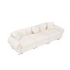 Ultra-Cozy Beige Teddy Velvet 3-Seater Sofa with Pillows | Luxe Plush Comfort for Living Room