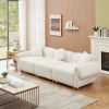 Ultra-Cozy Beige Teddy Velvet 3-Seater Sofa with Pillows | Luxe Plush Comfort for Living Room