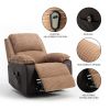 Brown Fabric Recliner Chair Theater Single Recliner Thick Seat and Backrest, suitable for living room, side bags Electric sofa chair, electric remote