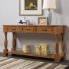 Chic Long Wood Console Table | 3 Drawers & Bottom Shelf | Stylish Entryway Hallway Table | Easy Assembly | Extra-Thick Sofa Table in Rich Brown