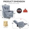 Blue Swivel and Rocker Power Recliner Chair with Lumbar and Neck Support Pillow, Heavy Duty Motion Mechanism with USB and Type-C Ports