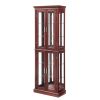 Curio Cabinet Lighted Curio Diapaly Cabinet with Adjustable Shelves and Mirrored Back Panel, Tempered Glass Doors (Cherry, 6 Tier)