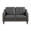 Gray Polished Microfiber Upholstered 1pc Loveseat Button Tufted Contoured Arms Solid Wood Frame Casual Living Room Furniture