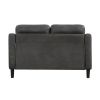 Gray Polished Microfiber Upholstered 1pc Loveseat Button Tufted Contoured Arms Solid Wood Frame Casual Living Room Furniture