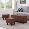 Large Storage Ottoman Bench Set, 3 in 1 Combination Ottoman, Tufted Ottoman Linen Bench for Living Room, Entryway, Hallway, Bed