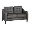 Gray Polished Microfiber Upholstered 1pc Loveseat Button Tufted Contoured Arms Solid Wood Frame Casual Living Room Furniture