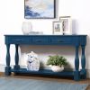 Charming Navy Blue Extra-Thick Long Wood Console Table | 3 Drawers & Bottom Shelf for Entryway & Hallway - Easy Assembly