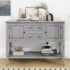 Charming Cambridge Vintage Console Table with Ample Storage | 4 Small Drawers & Bottom Shelf - Antique Gray for Living Rooms, Entrances & Kitchens