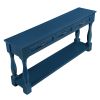 Charming Navy Blue Extra-Thick Long Wood Console Table | 3 Drawers & Bottom Shelf for Entryway & Hallway - Easy Assembly