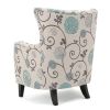 STUNNING VINTAGE FLORAL CLUB CHAIR - ELEGANT WHITE & BLUE - CLASSIC STYLE & COMFORT