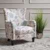 STUNNING VINTAGE FLORAL CLUB CHAIR - ELEGANT WHITE & BLUE - CLASSIC STYLE & COMFORT