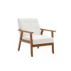 Leisure Chair w Solid Wood Armrest & Feet, Mid-Century Modern Accent chair, for your Living Room, Bedroom, Studio