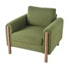 OVERSIZED GREEN ACCENT CHAIR | LUXE UPHOLSTERED SOFA WITH WALNUT LEGS & CURVED ARMS