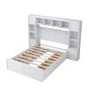 Elegant and Functional Full Size Wood Bed with 4 Drawers and All-in-One Cabinet and Shelf, White