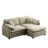 Two-Seater Sofa with One Footrest, L-Shaped 2-Seater Sofa with Ottoman for Small Living Spaces,Tan Corduroy