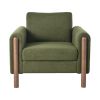 OVERSIZED GREEN ACCENT CHAIR | LUXE UPHOLSTERED SOFA WITH WALNUT LEGS & CURVED ARMS