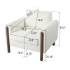 LUXURIOUS OVERSIZED ACCENT CHAIR – PLUSH UPHOLSTERED SINGLE SEAT WITH CURVED HANDRAIL & WALNUT LEGS – ELEGANT WHITE LIVING ROOM CHAIR