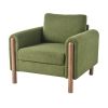 OVERSIZED GREEN ACCENT CHAIR | LUXE UPHOLSTERED SOFA WITH WALNUT LEGS & CURVED ARMS